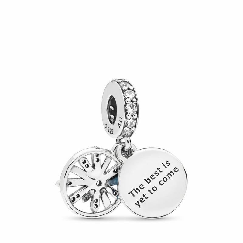 Pandora Dazzling Wishes Dangle Charm - Sterling Silver/Enamel/Blue/Cubic Zirconia - Canada | OS5549L